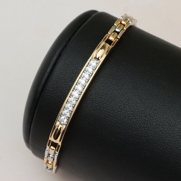 Elegant Rose Gold and Silver Bracelet with Sparkling CZ Accents, XPBL0691 - Picture 1 of 12